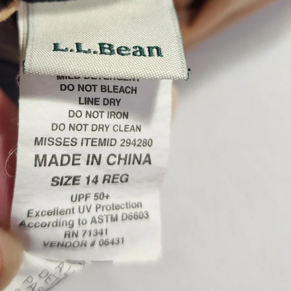 LL Bean Blue Paisley Tankini Swim Top UPF 50+‎ Size 14 pad bra adjustable straps